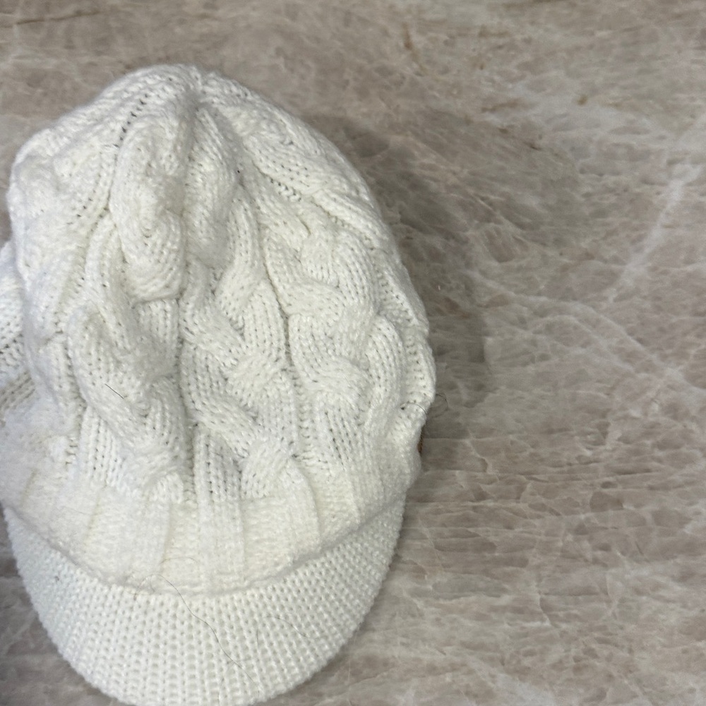 Addias Cable Beanie Hat Cream Knit Hat